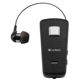 Lamtech Retractable Bt 5.0 Clip On Headset Black (Hanging Cord)