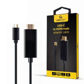 Cablexpert USB-C Male To HDMI-Male Adapter 4K 30Hz 2M Black Retail Pack