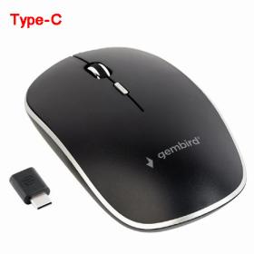 Gembird Silent Wireless Optical Mouse Black Type-C Receiver