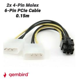 Gembird 2x 4-Pin Molex - 6-Pin PCIe Cable 0.15m