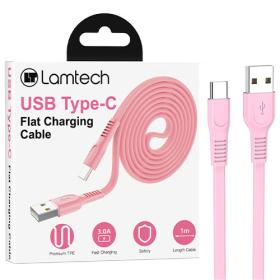 Lamtech Type-C 3.0A Flat Charging Cable 1M Pink