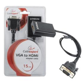 Cablexpert Vga To HDMI Adapter Cable 0,15M Black