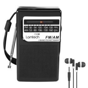 Lamtech Pocket Radio with Earphones Jack Black