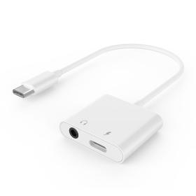 Cablexpert USB Type-C Plug To Stereo 3.5Mm Audio Adapter with Extra Socket White