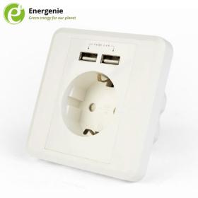 Energenie AC Wall Socket with 2 Port USB Charger 2,4A White