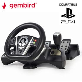 Gembird Vibration Racing Wheel with Pedals (PC/Ps3/Ps4/Switch)