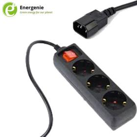 Energenie UPS Power Strip 3 Schuko Sockets Fused Switch 16A C14 0,6M Black