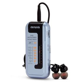 Aiwa Mini Pocket Radio with Earphones Silver