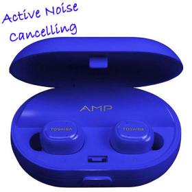 Toshiba Audio Anc Wireless Bt Stereo Sweat Resistant Earbuds with Mic Blue