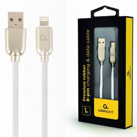 Cablexpert Premium Rubber Lightning Charging and Data Cable 1M White Retail Pack