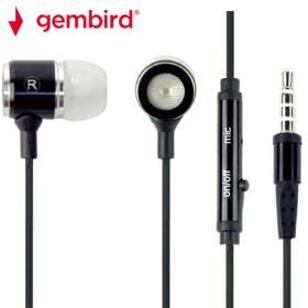 Gembird Metal Earphones with Microphone Black