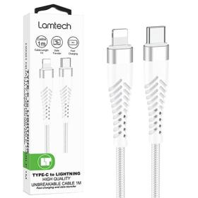 Lamtech Hq Unbreakable Cable Type-C To Lightning White 1M, LAM112754