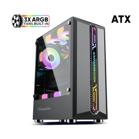 Armaggeddon Gaming PC Case with 3 Argb Fans Tritron Pro 300 Black, TRITRON300PRO-B