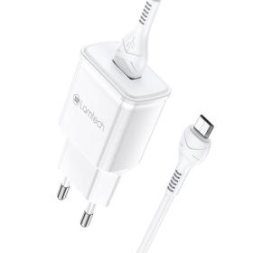 Lamtech Quick Charger USB3.0 18W with Micro USB Cable 1M White, LAM021974