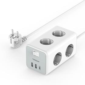 Tessan 9 In 1 Cuboid Power Strip 6Xschuko, 2Xusb, 1Xtype-C, 2M Cable, TS-306-C