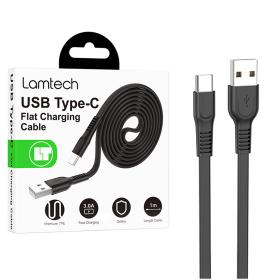 Lamtech Type-C 3.0A Flat Charging Cable 1M Black, LAM111801