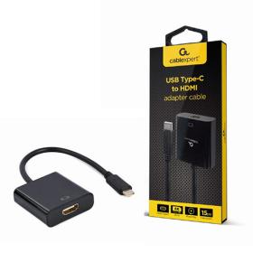 Cablexpert USB Type-C To HDMI Adapter Cable 4K@30Hz 15Cm Black Retail Pack, A-CM-HDMIF-03