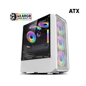 Armaggeddon Gaming PC Case with 4 Argb Fans Tritron Pro 100 White, TRITRON100PRO-W