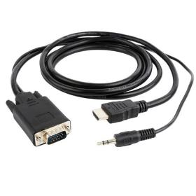 Cablexpert HDMI To Vga and Audio Adapter Cable Single Port 3M Black, A-HDMI-VGA-03-10