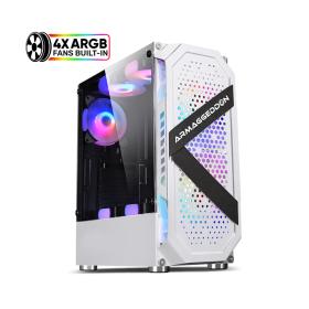 Armaggeddon Gaming PC Case with 4 Argb Fans Tritron Pro 200 White, TRITRON200PRO-W