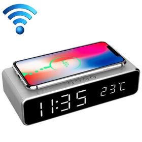 Gembird Digital Alarm Clock with Wireless Charging Function Silver, DAC-WPC-01-S