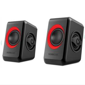 SONIC GEARS USB POWERED QUAD BASS SPEAKERS 2,0 BLACK FESTIVE RED