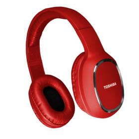 TOSHIBA AUDIO BLUETOOTH SPORT RUBBER COATED STEREO HEADPHONE RED