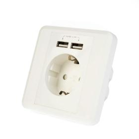ENERGENIE AC WALL SOCKET WITH 2 PORT USB CHARGER 2,4A WHITE