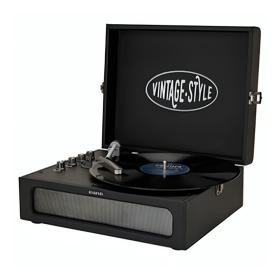 AIWA VINTAGE TURNTABLE IN LEATHER BRIEFCASE BLACK REFURBISHED