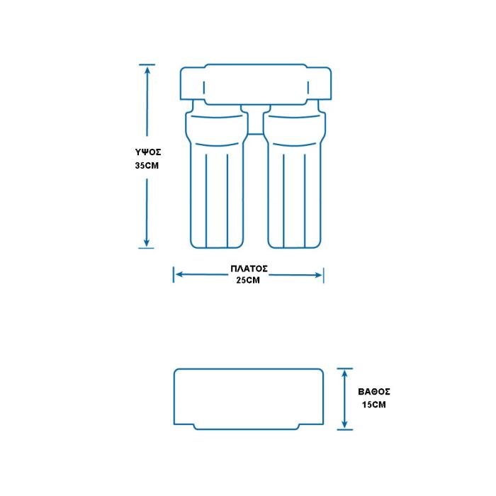 Φίλτρο Νερού Κεντρικής Παροχής 10" Aquafilter FHPR1-HP1-DUO Παροχή 1" Με Ανταλ/κά Φίλτρα Πολυπροπυλενίου Aquafilter PP-10 20μm