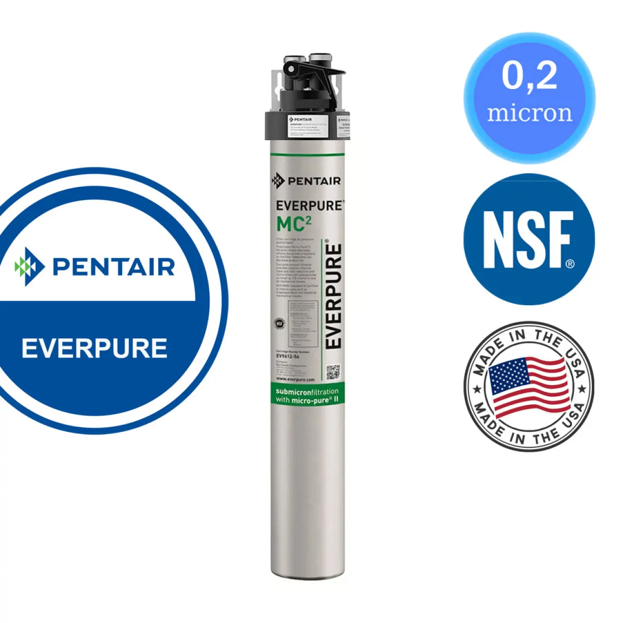 Pentair Everpure MC2 0.2μm Under-Sink Filter Set With QL3B Head