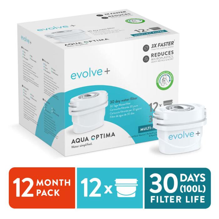 Ανταλλακτικά Φίλτρα Άνθρακα Evolve+ για Κανάτες Aqua Optima, Aquaphor και Brita Συσκευασία 12τμχ