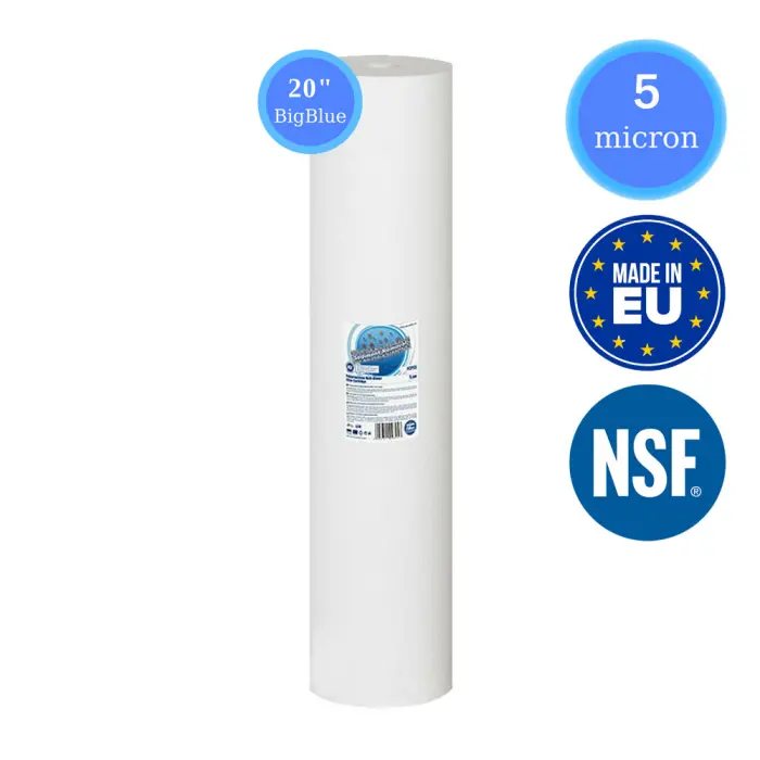 Aquafilter FCCEL5M20B Washable Sediment Filter - 5 Micron, 20" Big Blue Housing, Reusable Water Filter