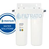  Διπλή Φιλτροθήκη Κάτω Πάγκου 10" Pentair 2G Slimline White Παροχή 1/2"