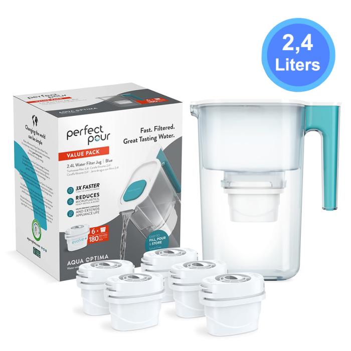 Κανάτα με Φίλτρο Νερού AQUA OPTIMA Perfect Pour Teal 2.4lt (6 pack)
