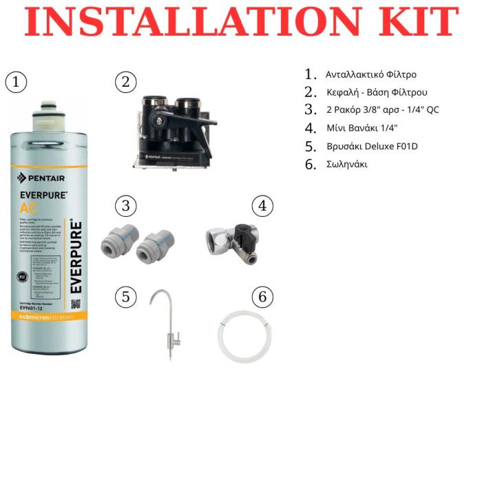 Pentair Everpure AC Under-Sink Filter Set 0.5μm With QL3B Head and Faucet