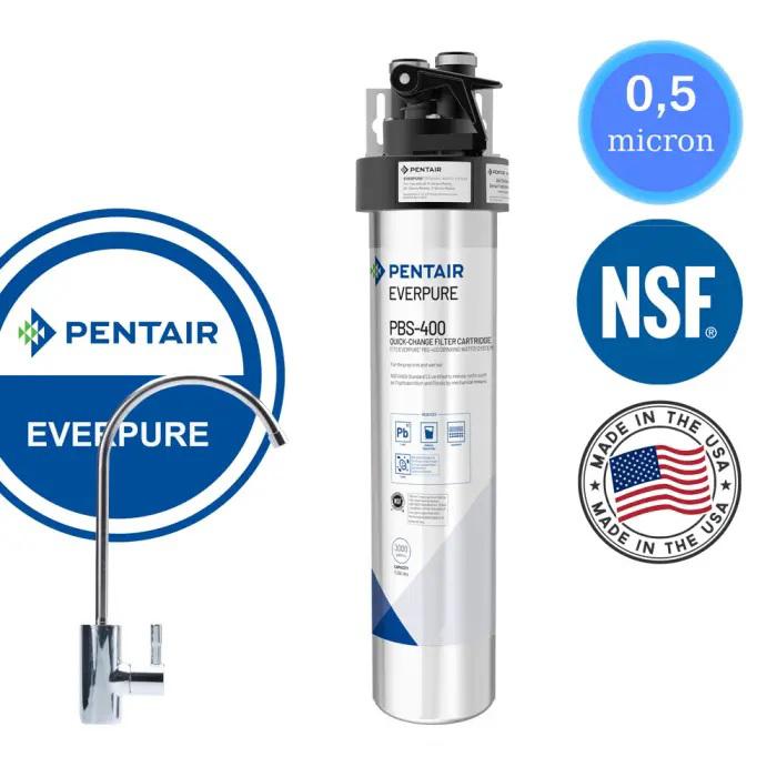Set Φίλτρο Κάτω Πάγκου Pentair Everpure PBS-400 0,5μm με κεφαλή QL3B και Βρυσάκι