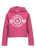 Μπλούζα με κουκούλα crop top "Los Angeles" φούξια