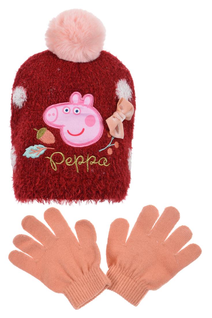 Σετ σκούφος με γάντια "Peppa pig" κόκκινο