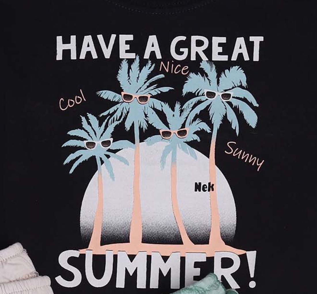 Σετ βερμούδα 3τμχ. "Have a great summer" μπλε