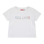 Μπλούζα crop top κορίτσι "Girls vibe" λευκή