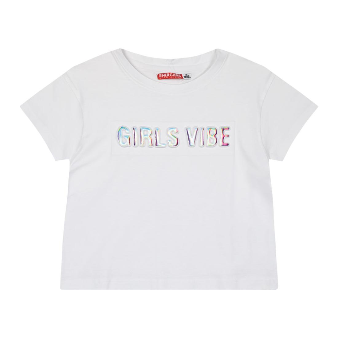 Μπλούζα crop top κορίτσι "Girls vibe" λευκή