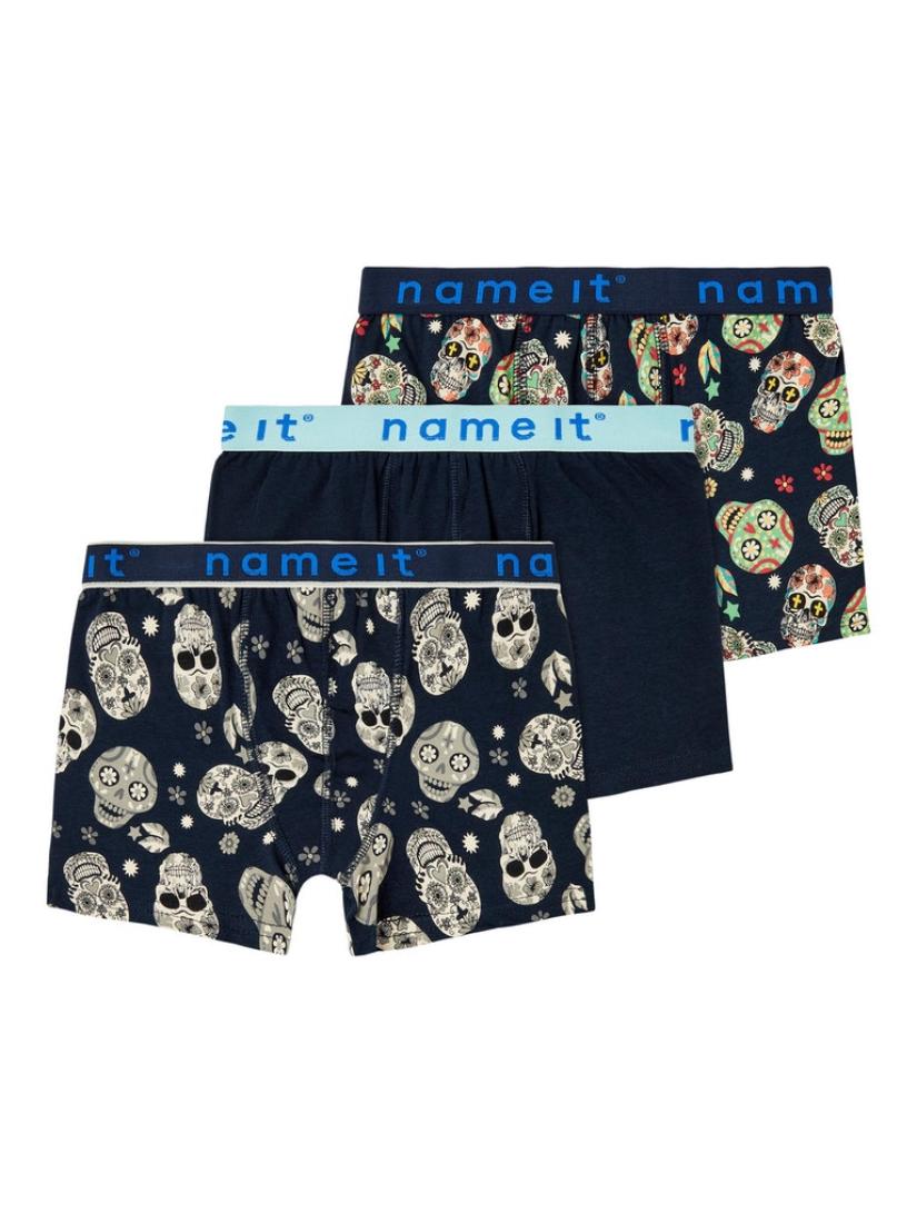 Σετ Boxer 3τμχ "Colorful Calaveras" μπλε οργανικό βαμβάκι