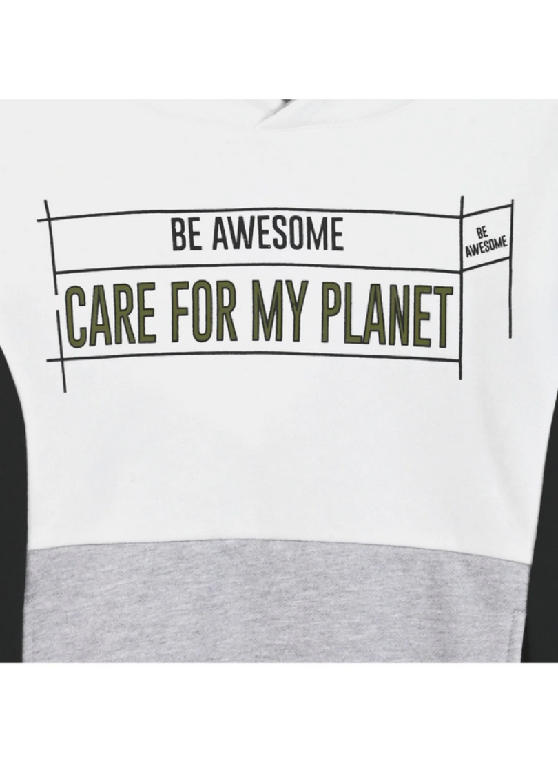 Σετ φόρμας αγόρι "Care for my planet" λευκό/μαύρο