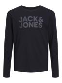 Μπλούζα μακρυμάνικη αγόρι "Jack & Jones" μαύρη- Οργανικό βαμβάκι