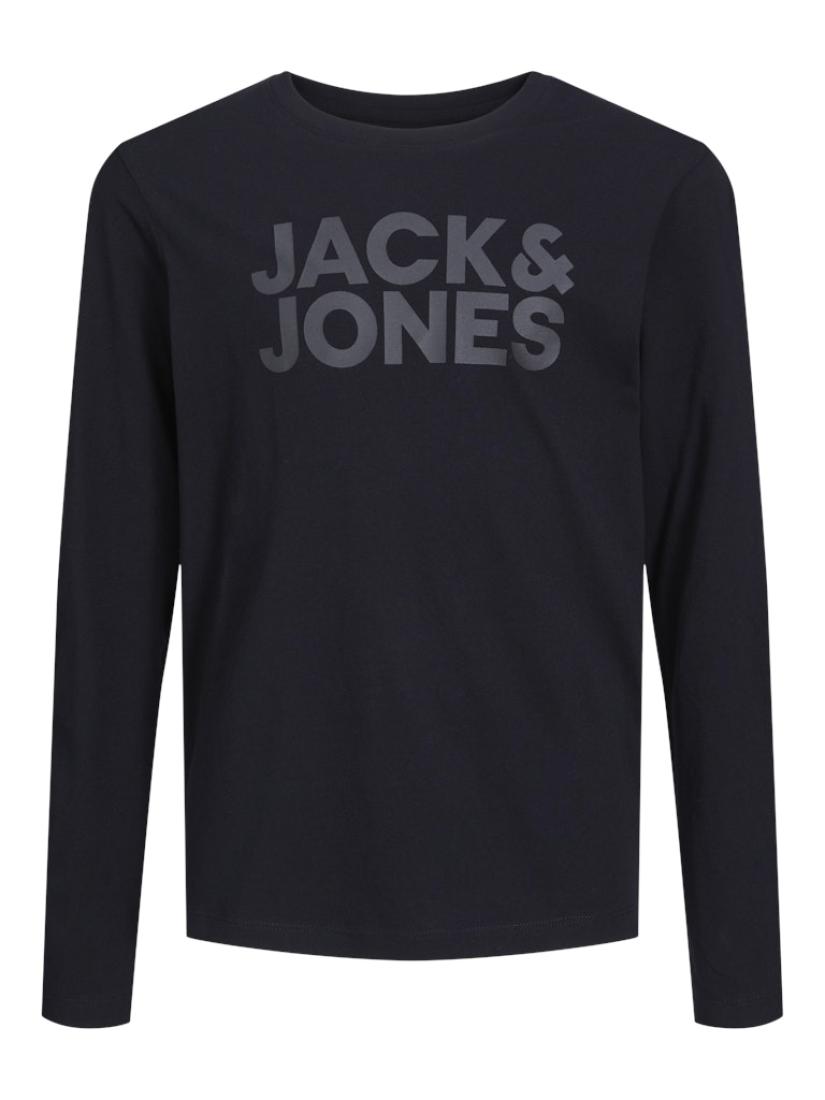 Μπλούζα μακρυμάνικη αγόρι "Jack & Jones" μαύρη- Οργανικό βαμβάκι