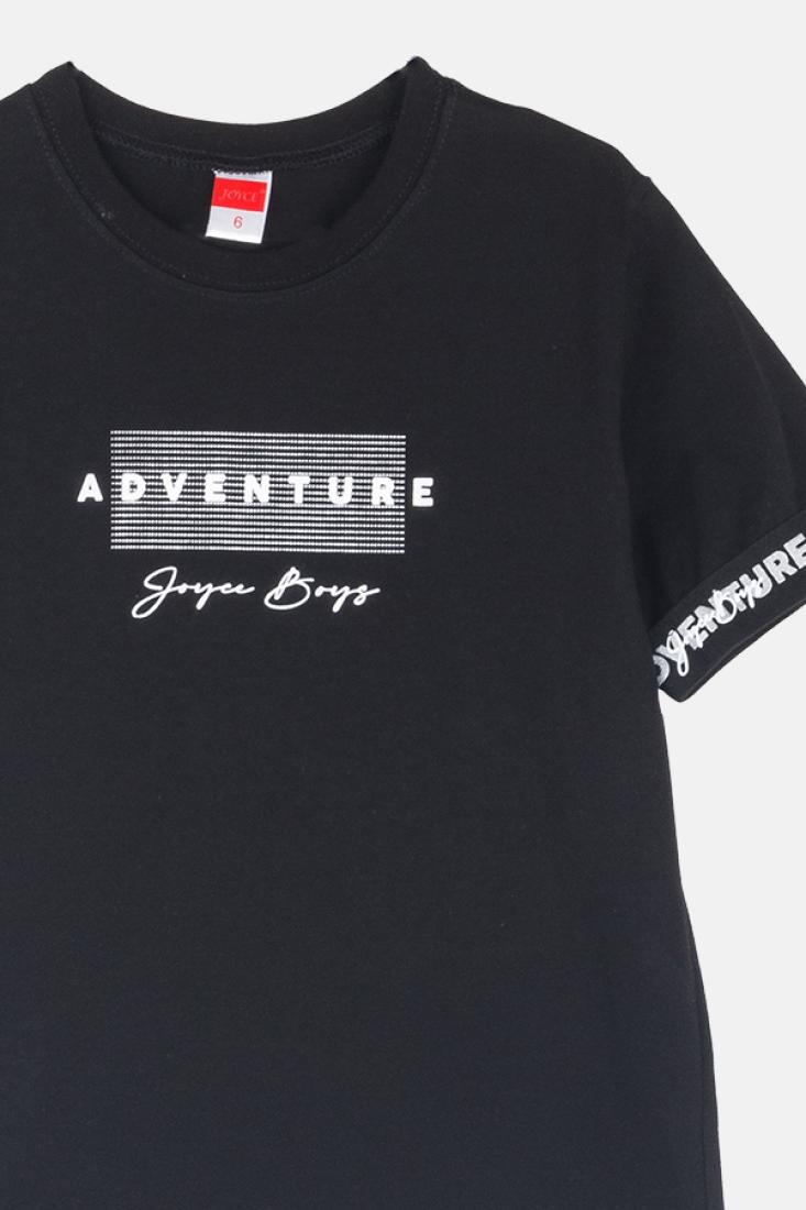 Μπλούζα κοντομάνικη αγόρι "Adventure" μαύρη