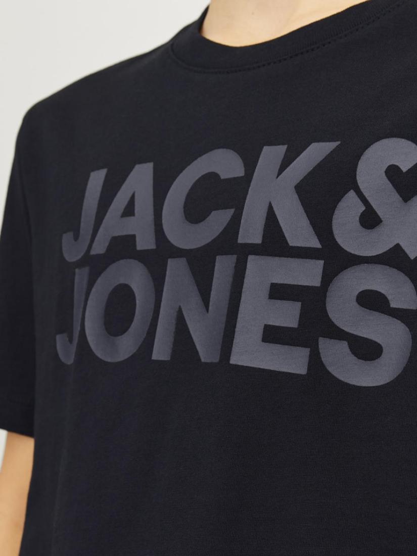 Μπλούζα κοντομάνικη αγόρι "Jack & Jones" μαύρο- Οργανικό βαμβάκι