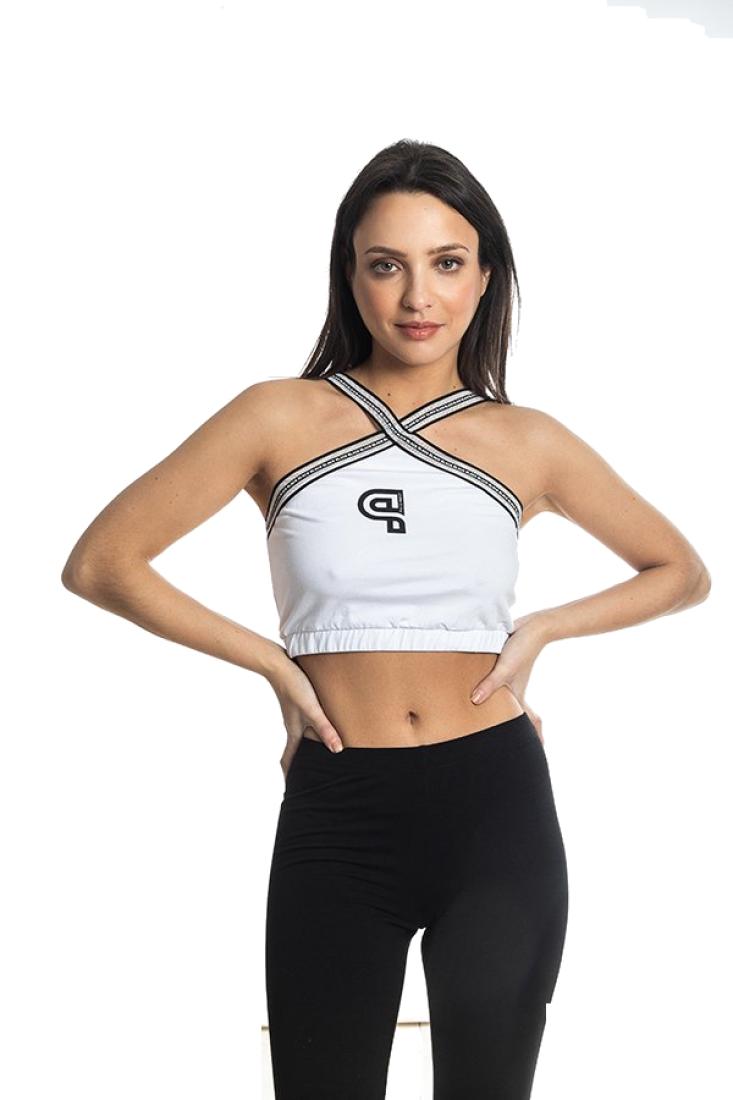 Μπλούζα crop top "P" λευκή