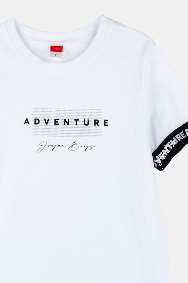 Μπλούζα κοντομάνικη αγόρι "Adventure" λευκή